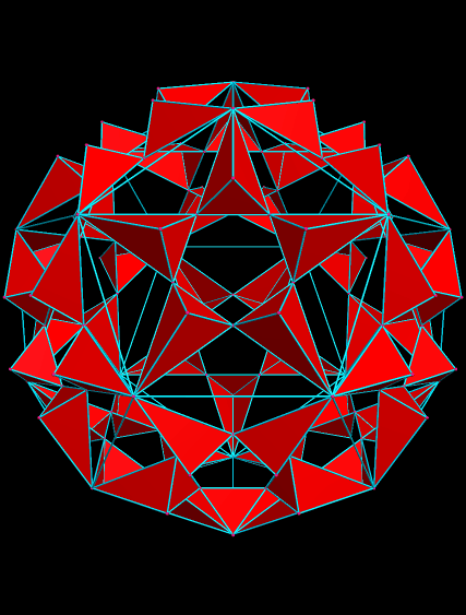 Sixty Red Pyramids in a Rotating Dodecahedral Cluster