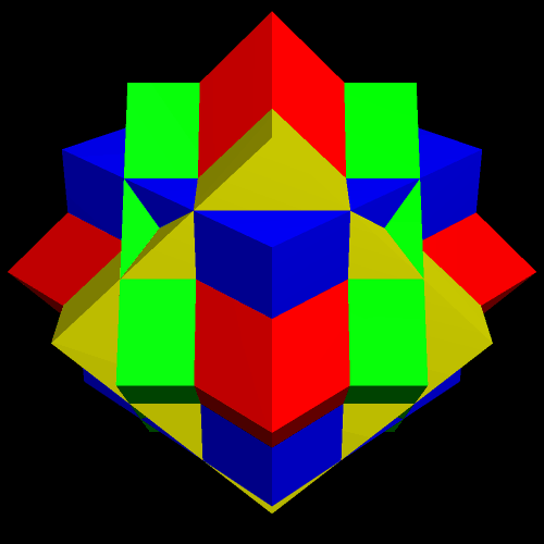Compound of Three Cubes and an Octahedron