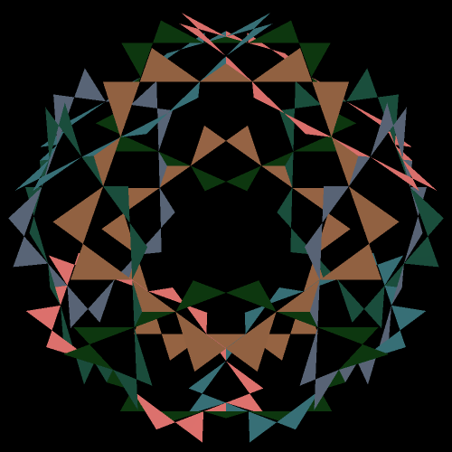 Twelve Interlocking Rings of Triangles