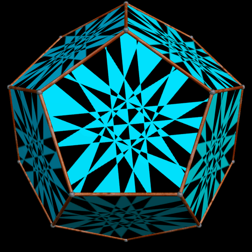 Dodecahedron with Turquoise Stars
