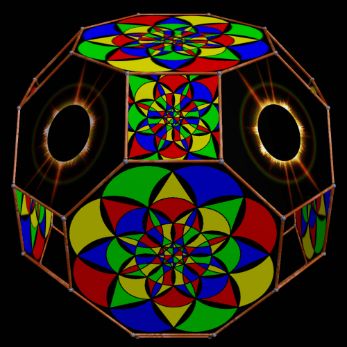 Solar Eclipses and Mandalas On a Great Rhombcuboctahedron