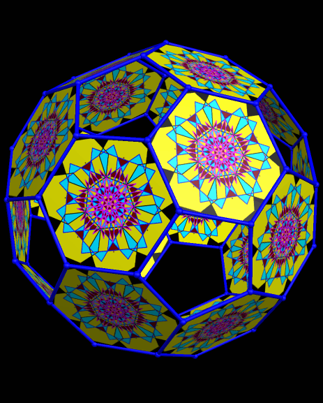 Twenty Hexagons with Heptagrammic Designs