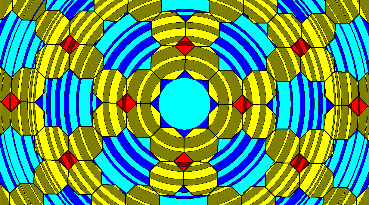 Rippling Tessellation Using Squares, Regular Octagons, and Octaconcave, Equilateral Hexadecagons