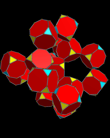 A Cluster of Seventeen Truncated Cubes with Tetrahedral Symmetry