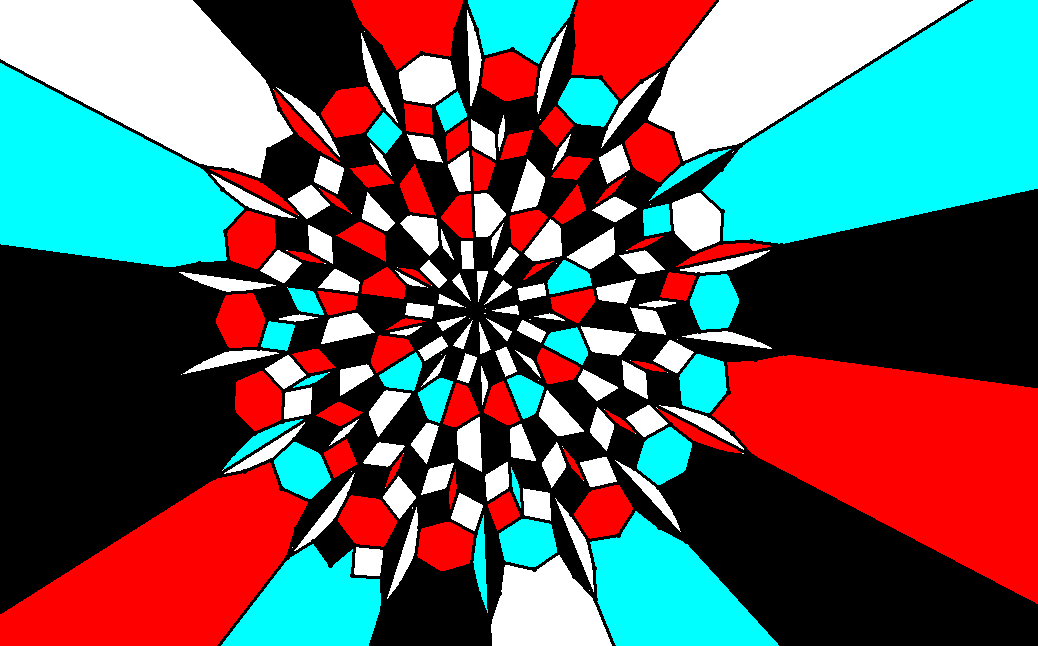 Four-Color Radial Enneagon-Centered Mandala 