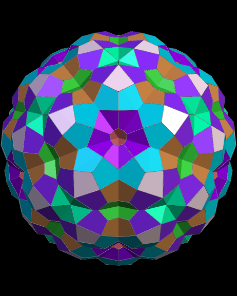 Strombic Hexecontahedra augmented with 60 strombic hexacontahedra