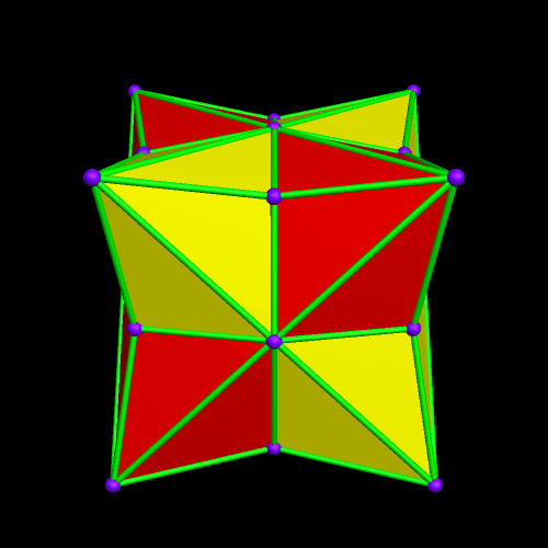 33rd stellation of latest polyhedron colored as a compound