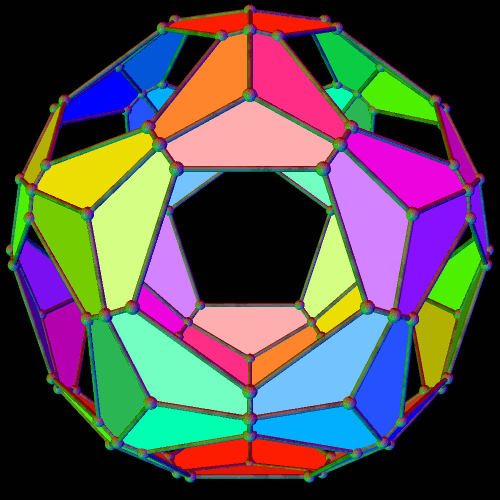 72 pentagons rainbow