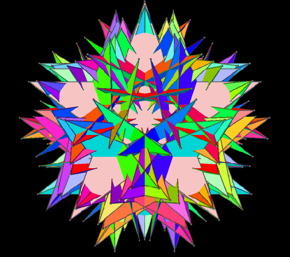 Augmented Icosidodeca colored rainbow DUAL