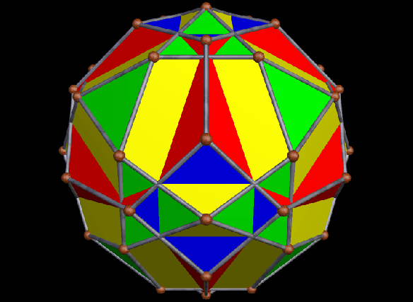 Compound of Icosidodeca and Trunc Octa its pyritohedral