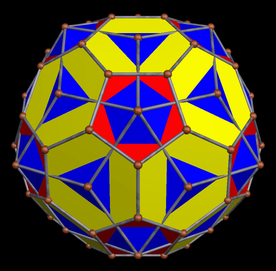 Compound of Rhombic Triaconta and Trunc Icosa