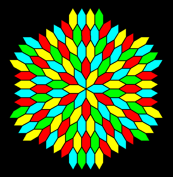 frequency 6 radial tessellation of hexagons without construction lines