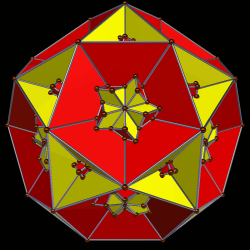 Compound of 5 Cubes and dual 194th stellation