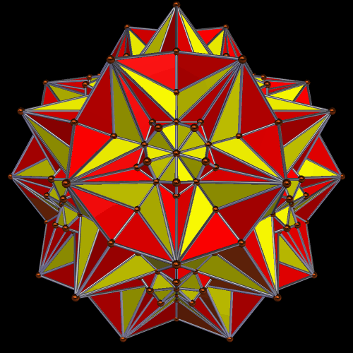 Compound of 5 Cubes and dual 23rd stellation