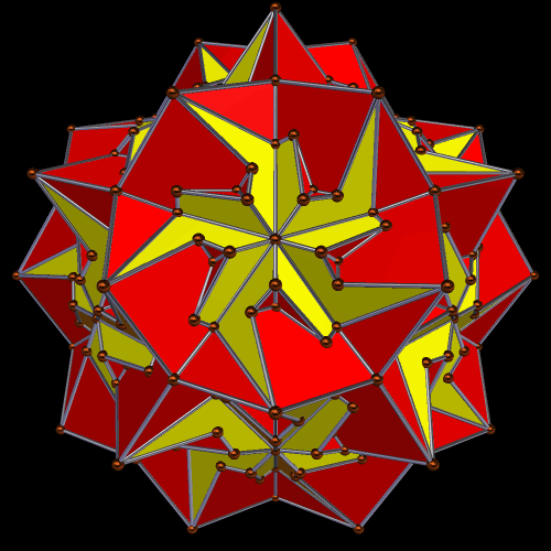 Compound of 5 Cubes and dual 35th stellation