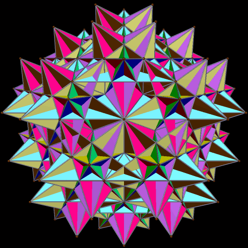 Augmented Icosa using grt icosas parallel faces colored together