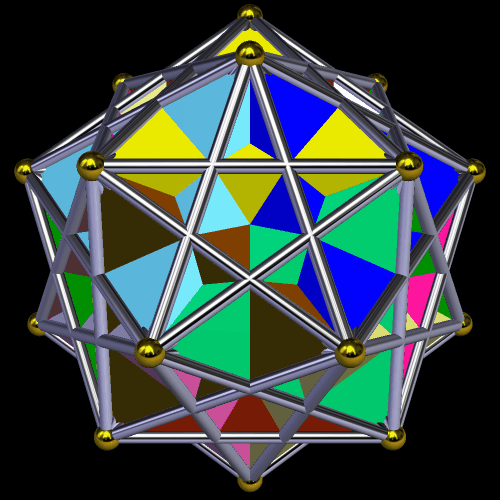 Faceted Dodeca and compound of ten elongated octahedra.gif